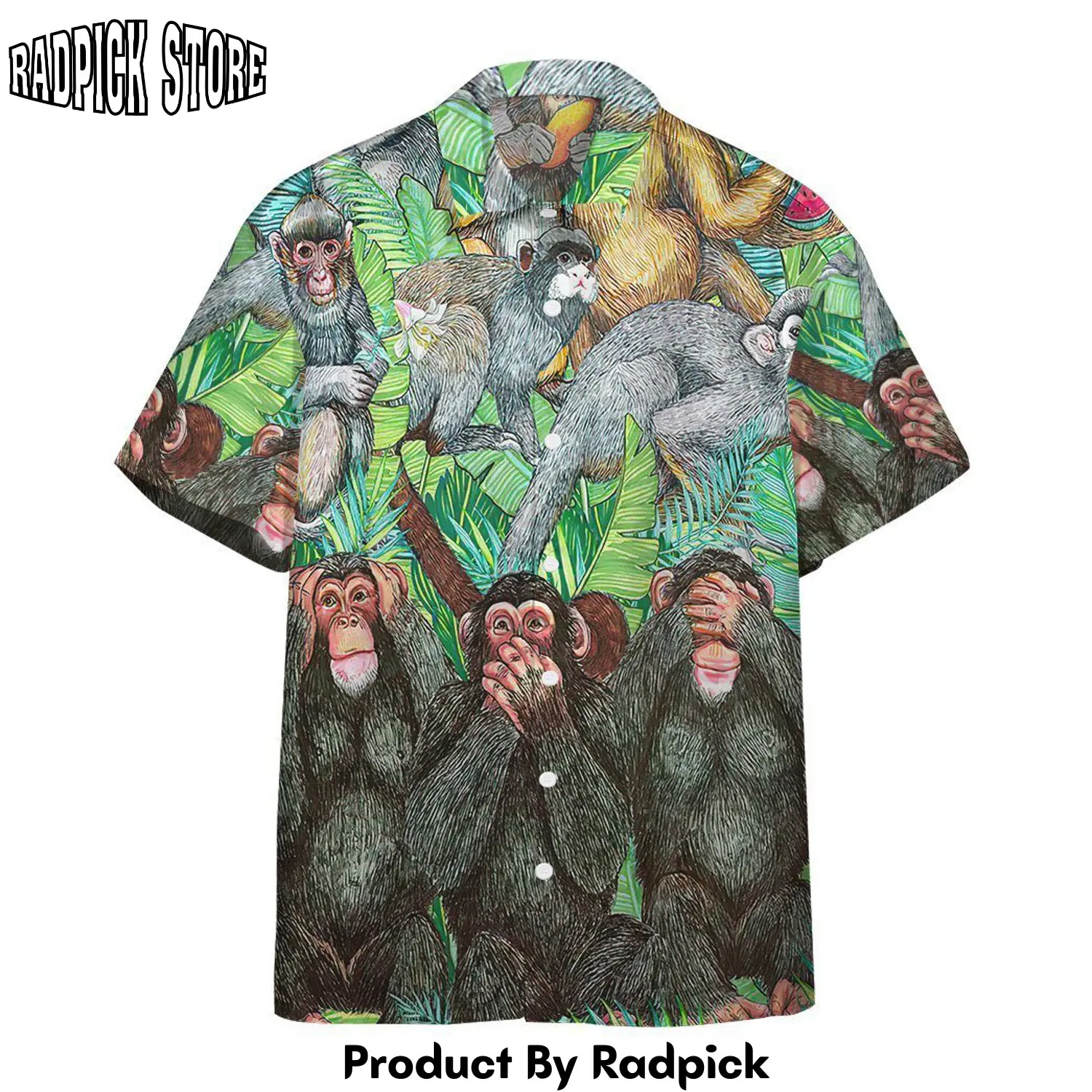 Radpick 3d monkey tropical hawaii shirt rp292534